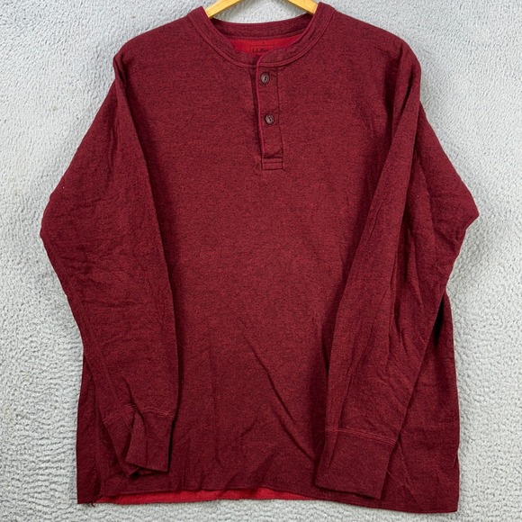 L.L. Bean Sweatshirt Henley Mens XL Maroon Regular Pullover Long Sleeve Cotton